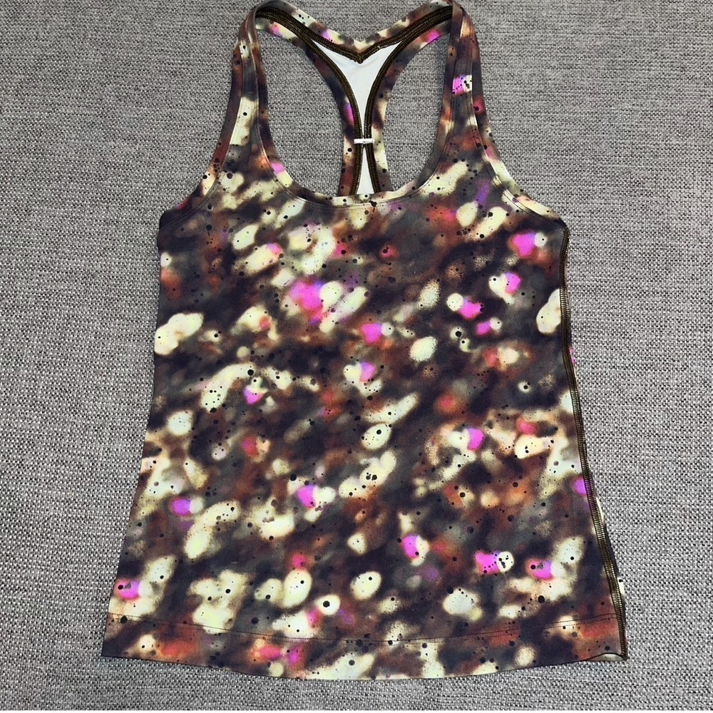Lululemon Cool Racerback Short Tank Top *Nulu Soft Focus Splatter Green